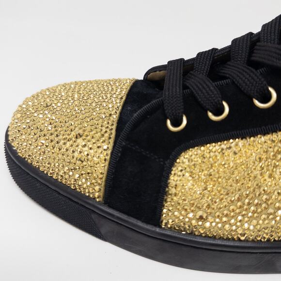 Christian Louboutin Louis Strass Gold & Black Crystal Sneakers Men’s EU 43 US 10 - Picture 4 of 9